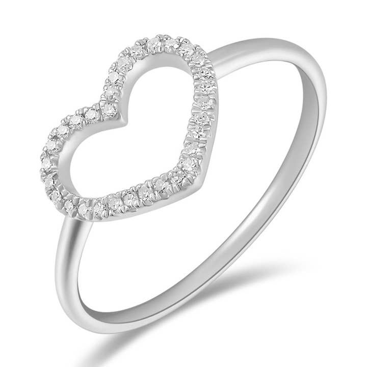 Ring Herz mit Diamanten, 18 K Weißgold für den Großhandel von Leaf Jewelry