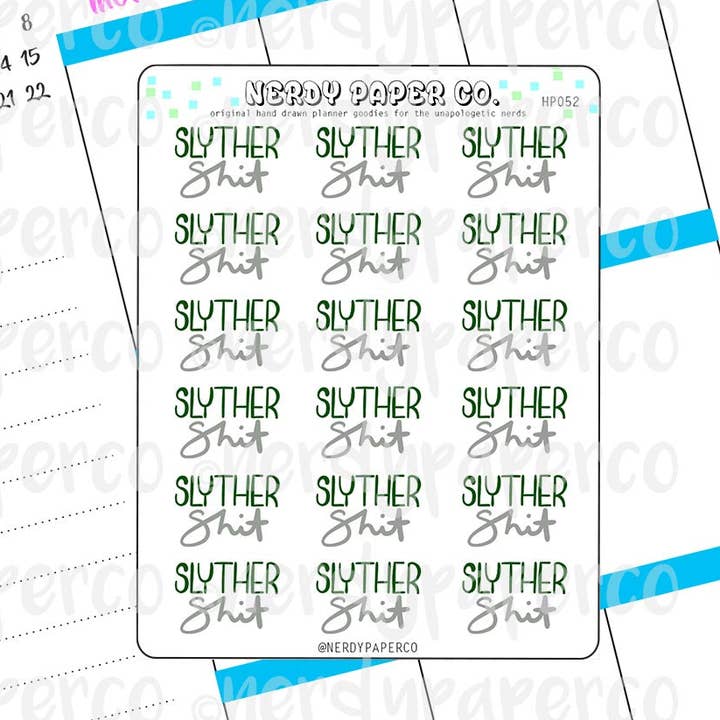 SLYTHERSHIT - Handgezeichnete Zaubererhaus-Planeraufkleber - HP052 für den Großhandel von NERDY PAPER CO.