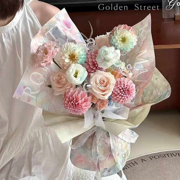 Ladylande - Wholesale Wrapping Paper Roll - Double-Sided flower wrapping paper 35*50cm (10 Sheet)1