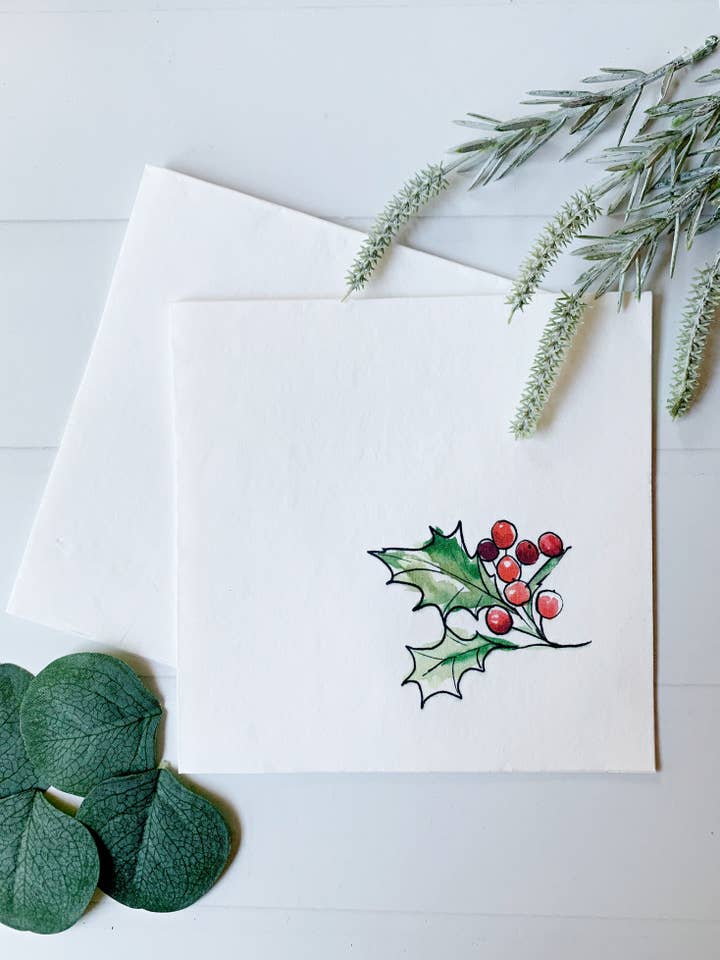 Holly Sprig Christmas Luncheon Napkins | Set of 16 for wholesale by EnFete, LLC