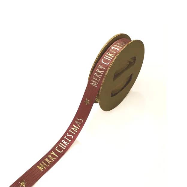Nastro di carta – Buon Natale – bordeaux-oro – 15 mm x 2 per la vendita all'ingrosso da parte di Mini Art Products