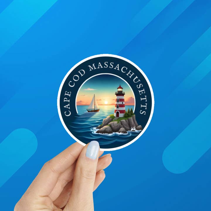 Cape Cod Lighthouse Laptop Water Bottle Waterproof Sticker for wholesale by Coastal Creators of Connecticut