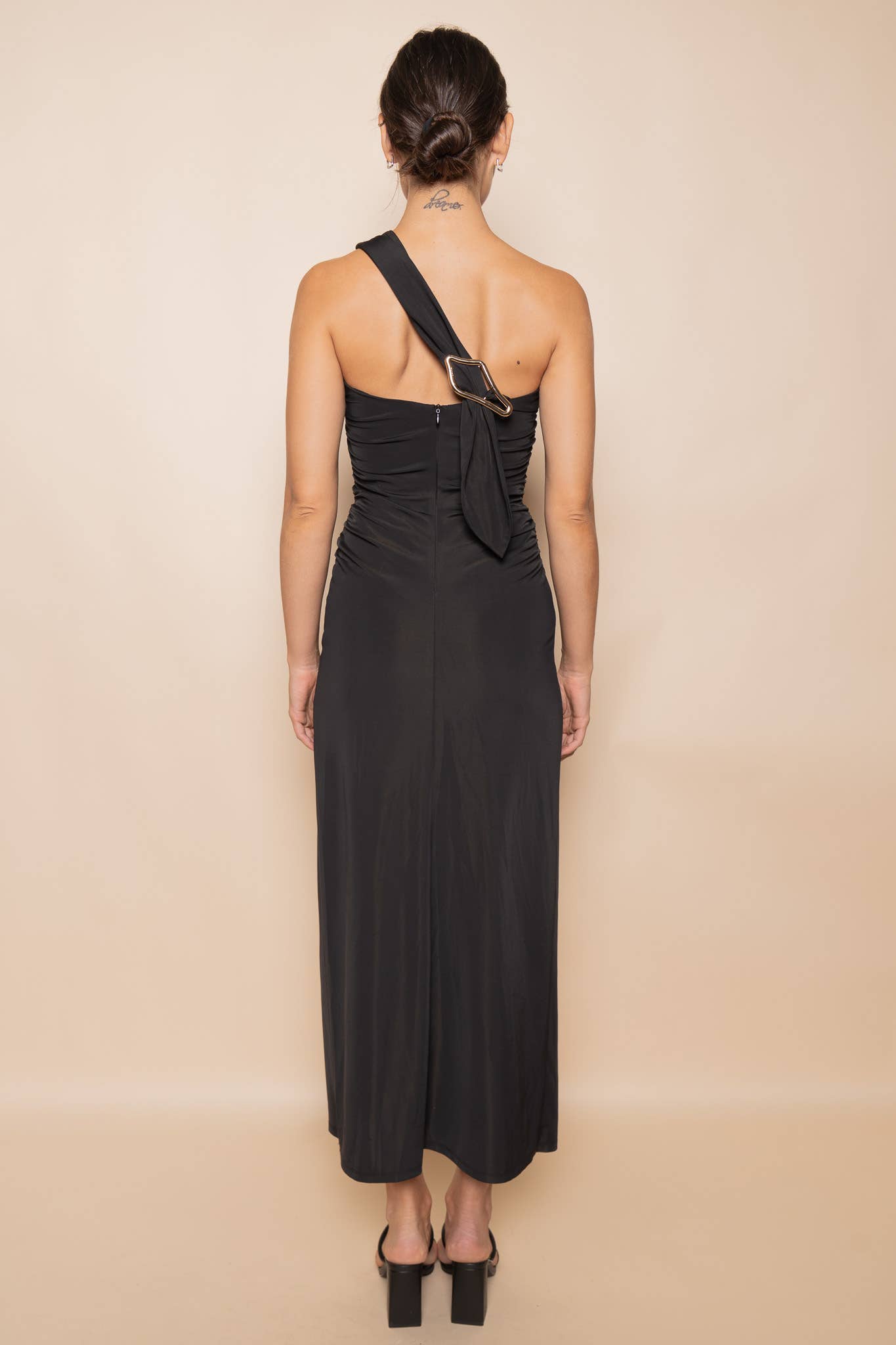 Fore Collection - Wholesale Dress - Women's - ONE SHOULDER BACK BUCKLE DETAIL MAXI DRESS- DD10838FO16