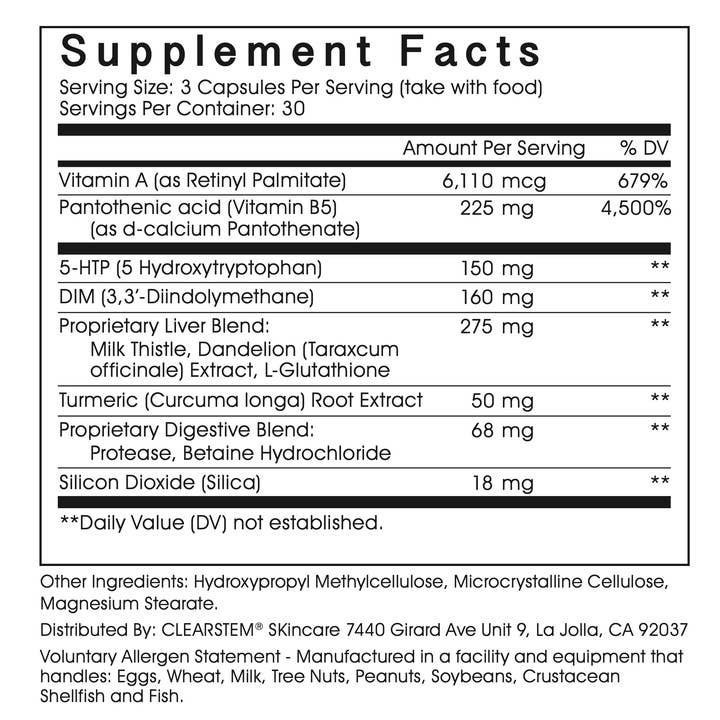 CLEARSTEM Skincare - Wholesale Oral Supplement/Vitamin - MINDBODYSKINâ„¢ Hormonal Acne Supplement
