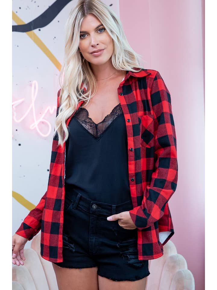 Sweet Lovely by Jen - Wholesale Button Down Shirt - Women's - SW148 PLAD SHIRT3