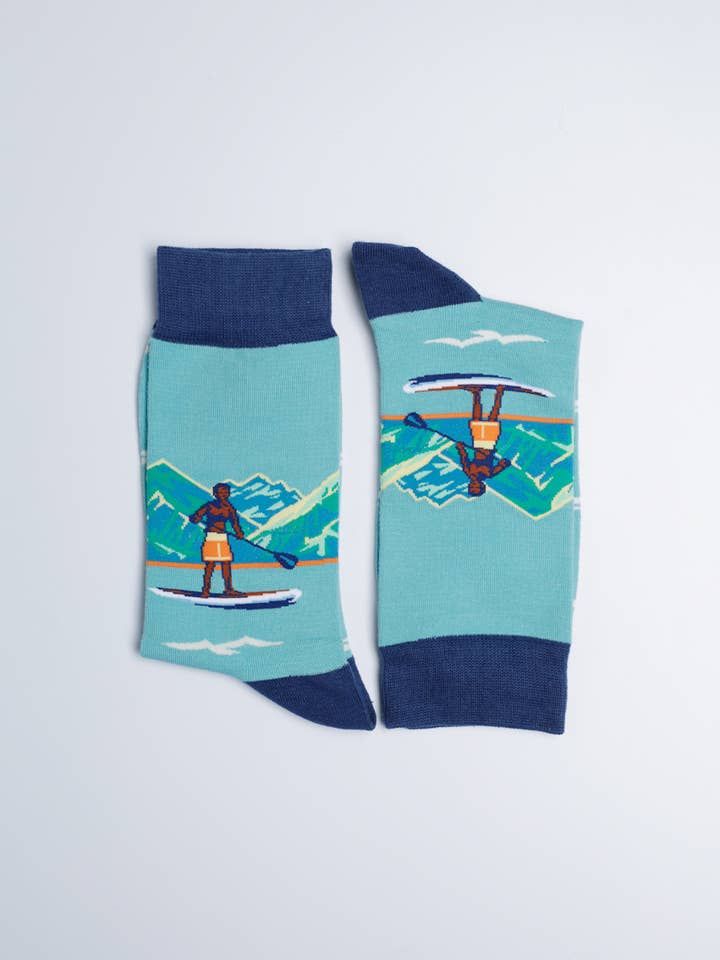 Just Fun Socks - Wholesale Socks - Men's - Men's SUP Stand Up Paddle Board Hawaiian Crew Sock3