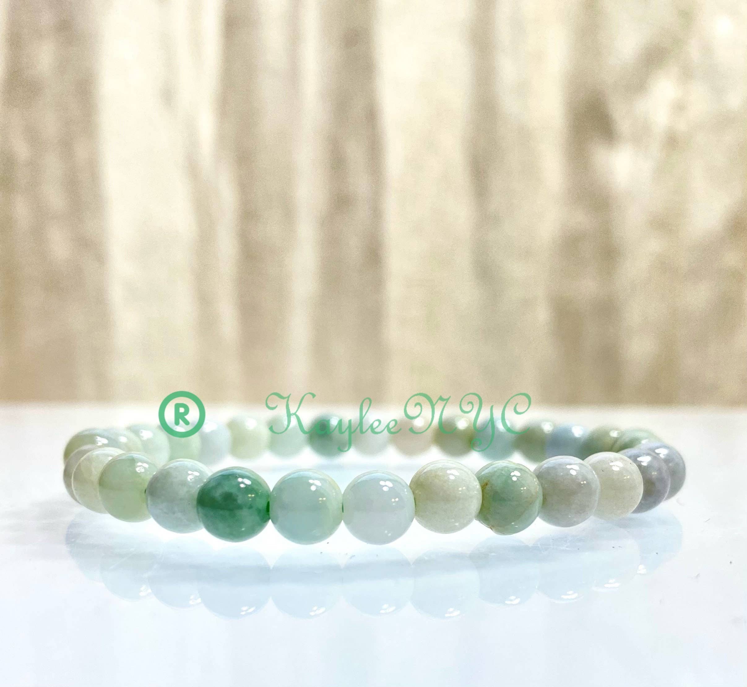 KayleeNYC - Wholesale Beaded Bracelet - Natural Burma Jade Jadeite 6mm 7.5” Crystal Healing2