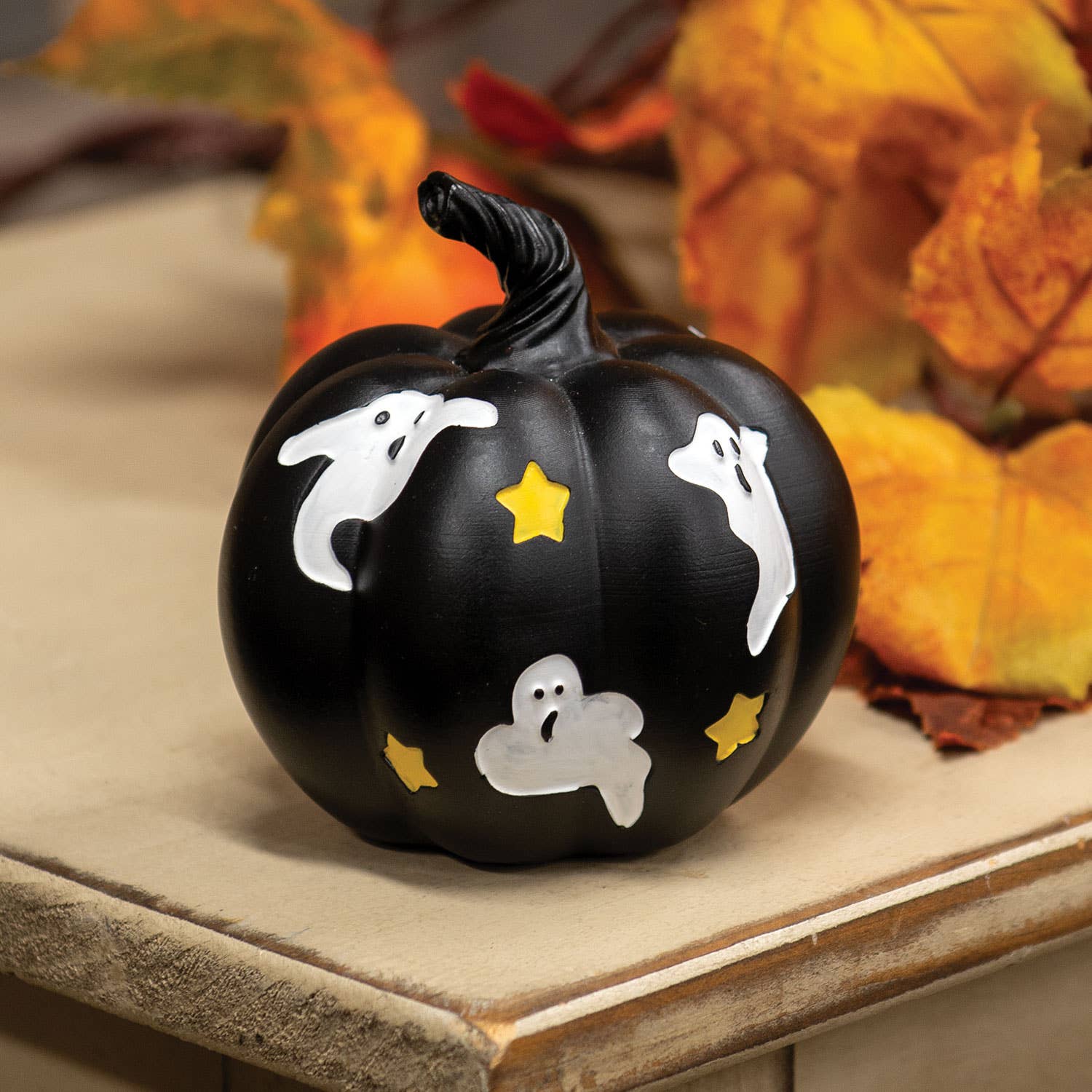 Bright Ideas - Wholesale Decorative Tabletop Object - Black Ghost Resin Pumpkin1