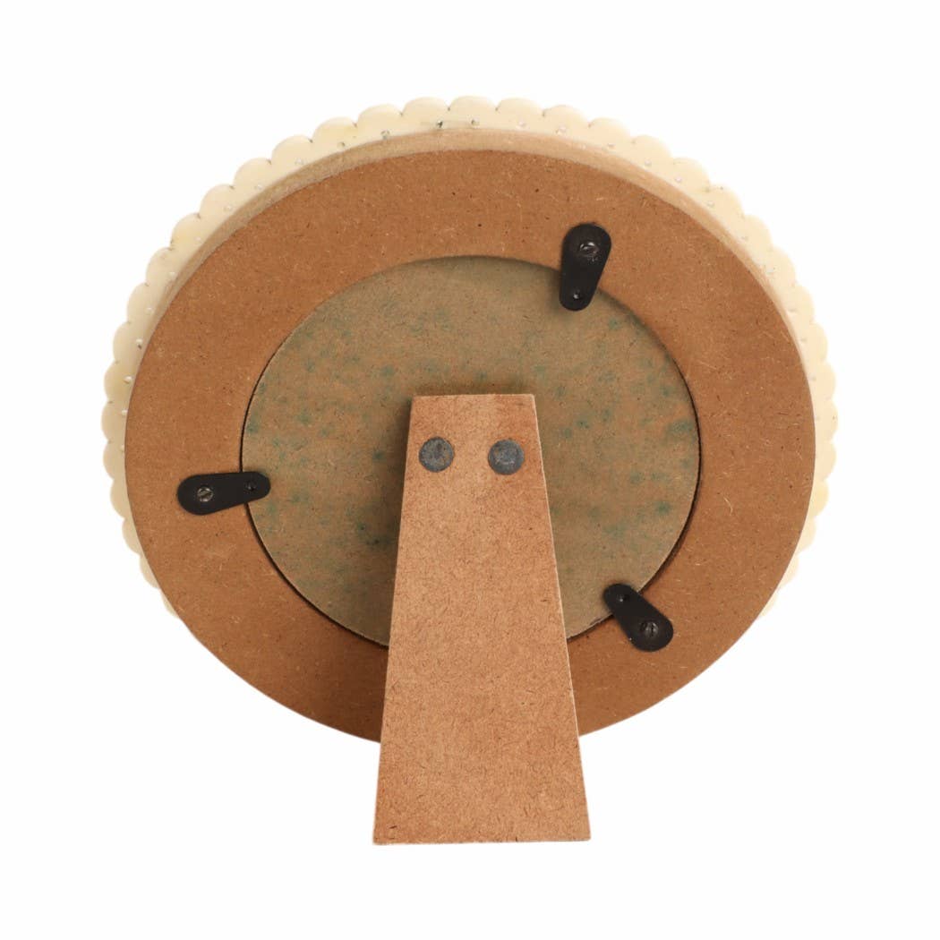 Sagebrook Home - Wholesale Picture Frame - Photo Frame - Ivory Resin Round Solid Etched Petal, 4x4 in.8