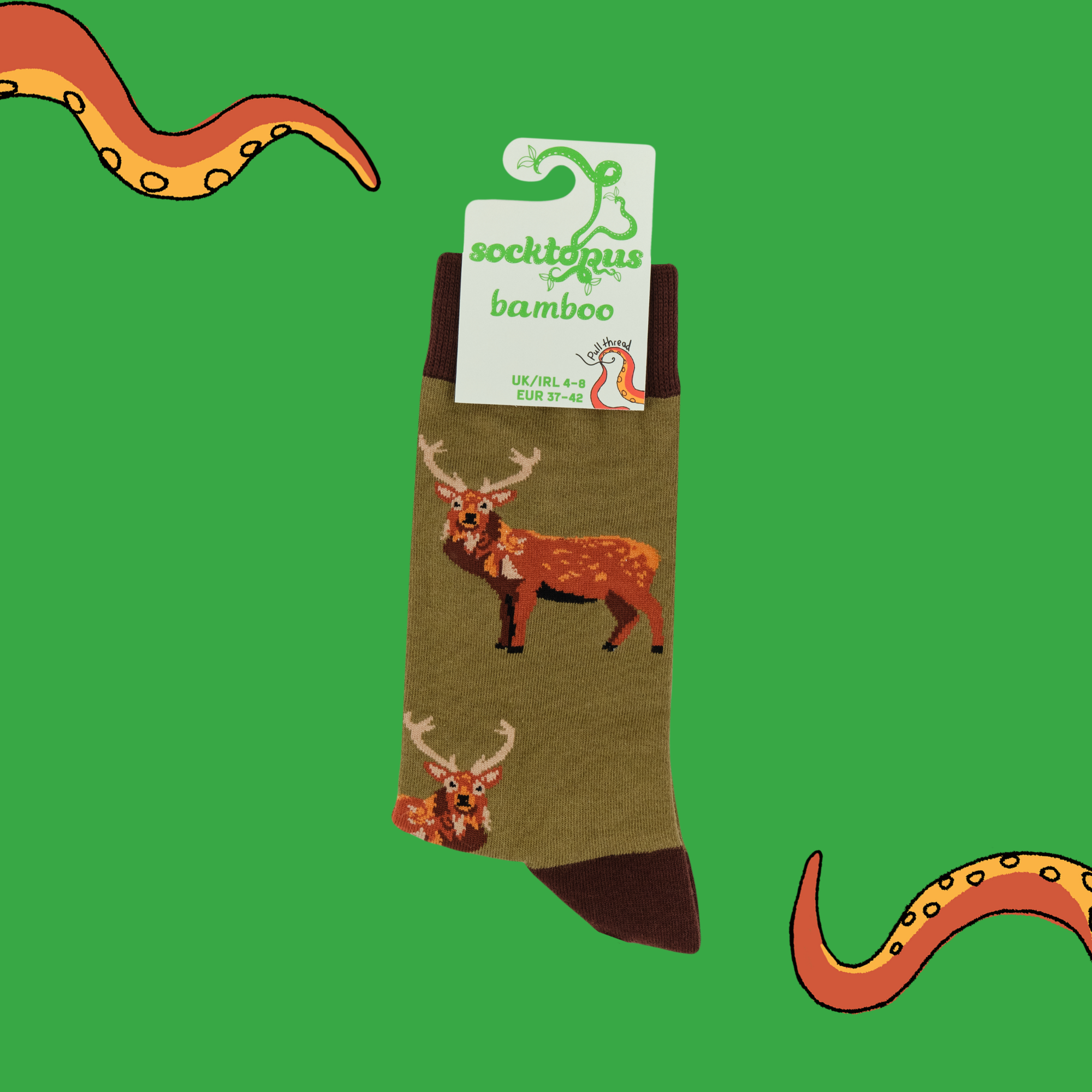 GREEN Stag Socks - Stuck in a Rut for wholesale on Faire3