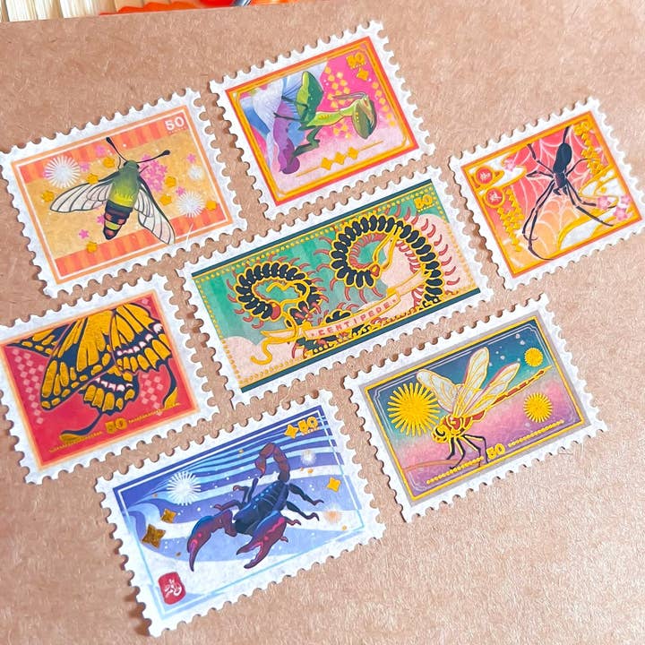 Pegushi - Wholesale Washi Tape - GOLD FOIL Bug Stamp Washi Tape