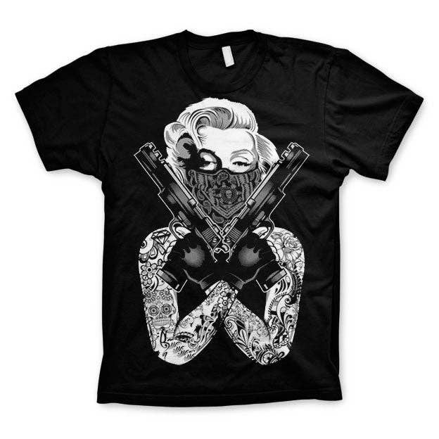 Black Marilyn Monroe Gangsta Pose T-Shirt for wholesale on Faire