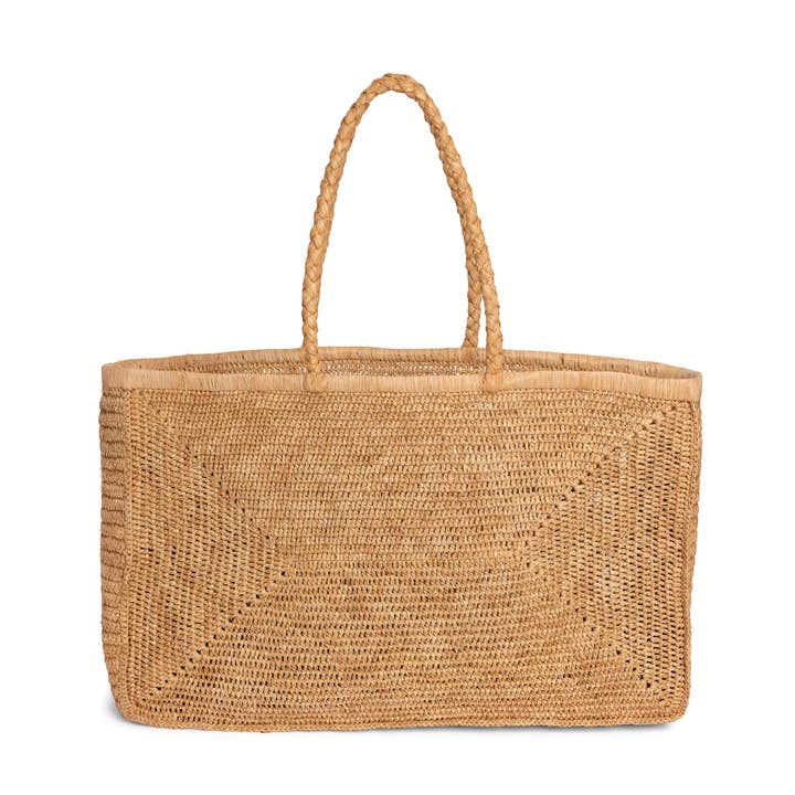 Raffia Rectangular Basket - Natural for wholesale by Somerville Scarves