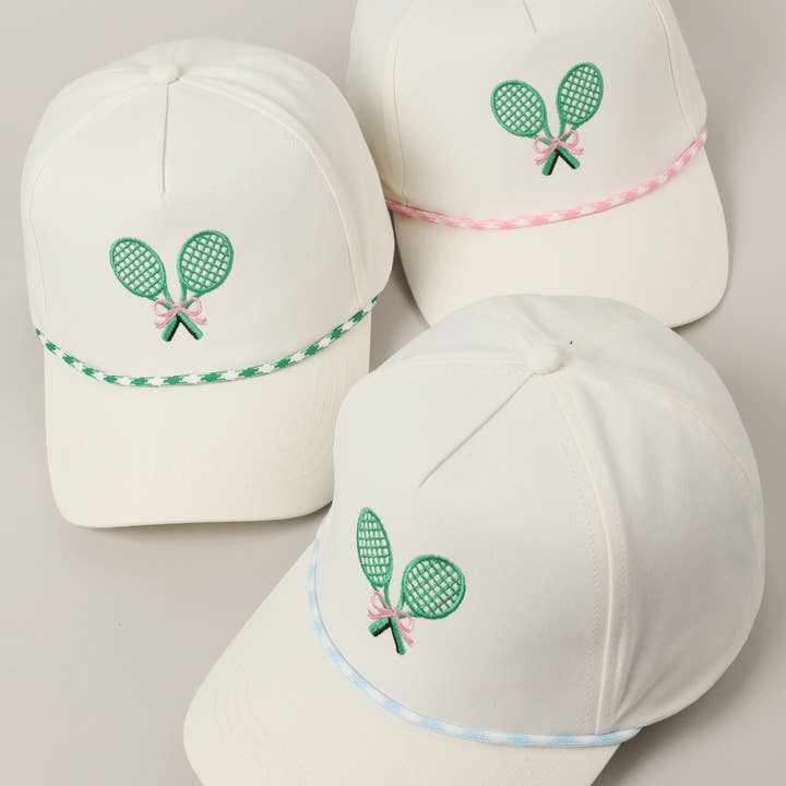 Fashion City - Wholesale Trucker Hat - Unisex - Tennis Racquets Ribbon Embroidery Trucker Hat
