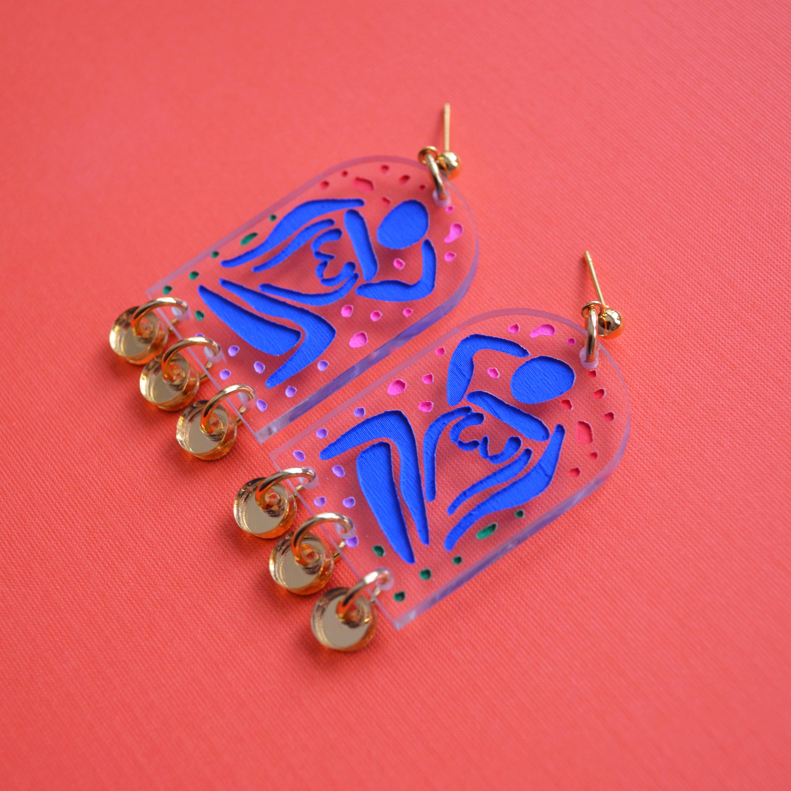 Boo and Boo Factory - Wholesale Hangende/ronde oorbellen - Blauwe dames acryl arch bengelen oorbellen4