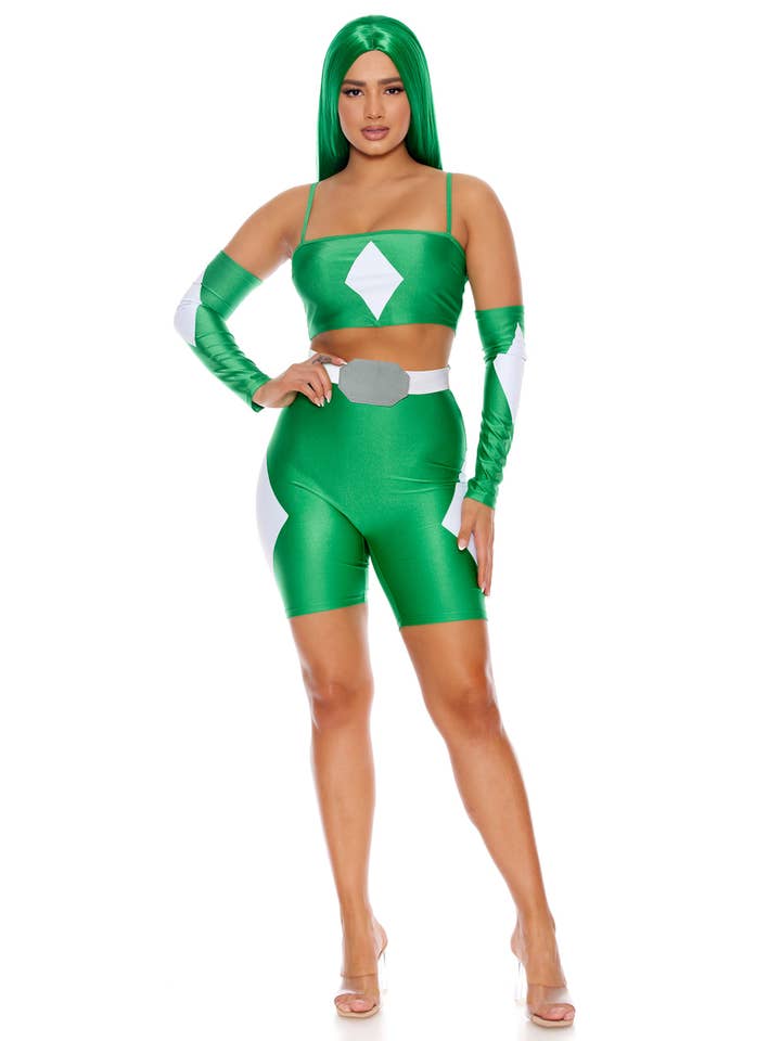 Green Take the Power Sexy Superhero Costume for wholesale on Faire