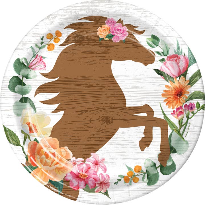 Piatti di carta per la cena con motivo floreale a ferro di cavallo (16 pezzi) per la vendita all'ingrosso da parte di Home & Hoopla