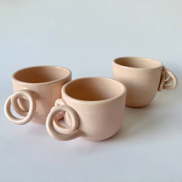 Pink Mug with Spiral Handle for wholesale by Parallel Hands