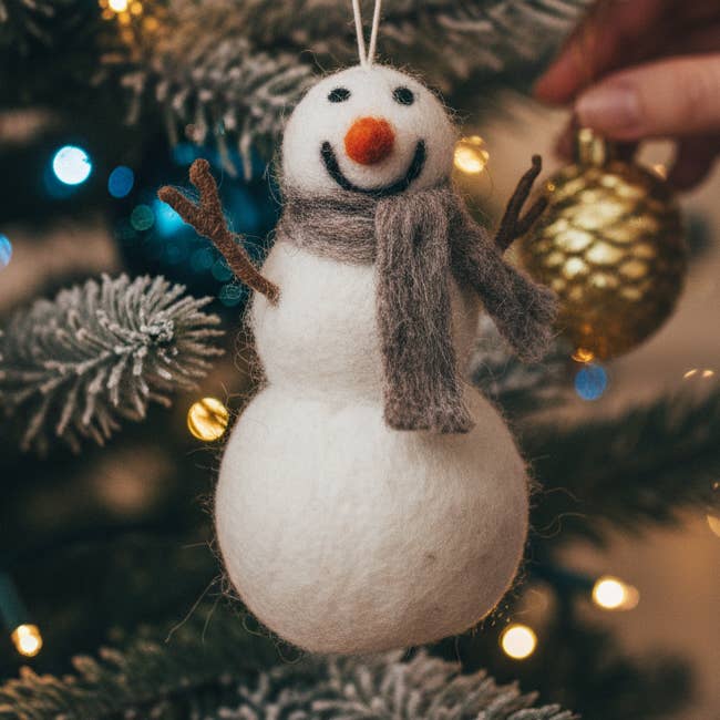 Hanging Felt Norman the Snowman Handmade Felt Biodegradable for wholesale by Felt So Good