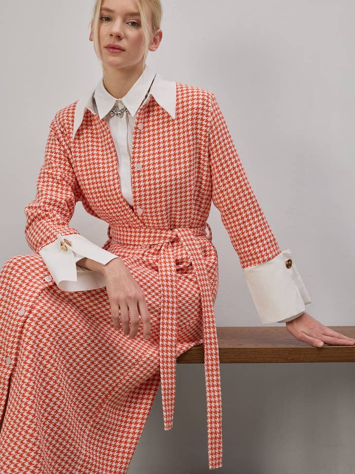 HOUGHFOOT PATTERNED TWEED DRESS for wholesale by Touché Privé