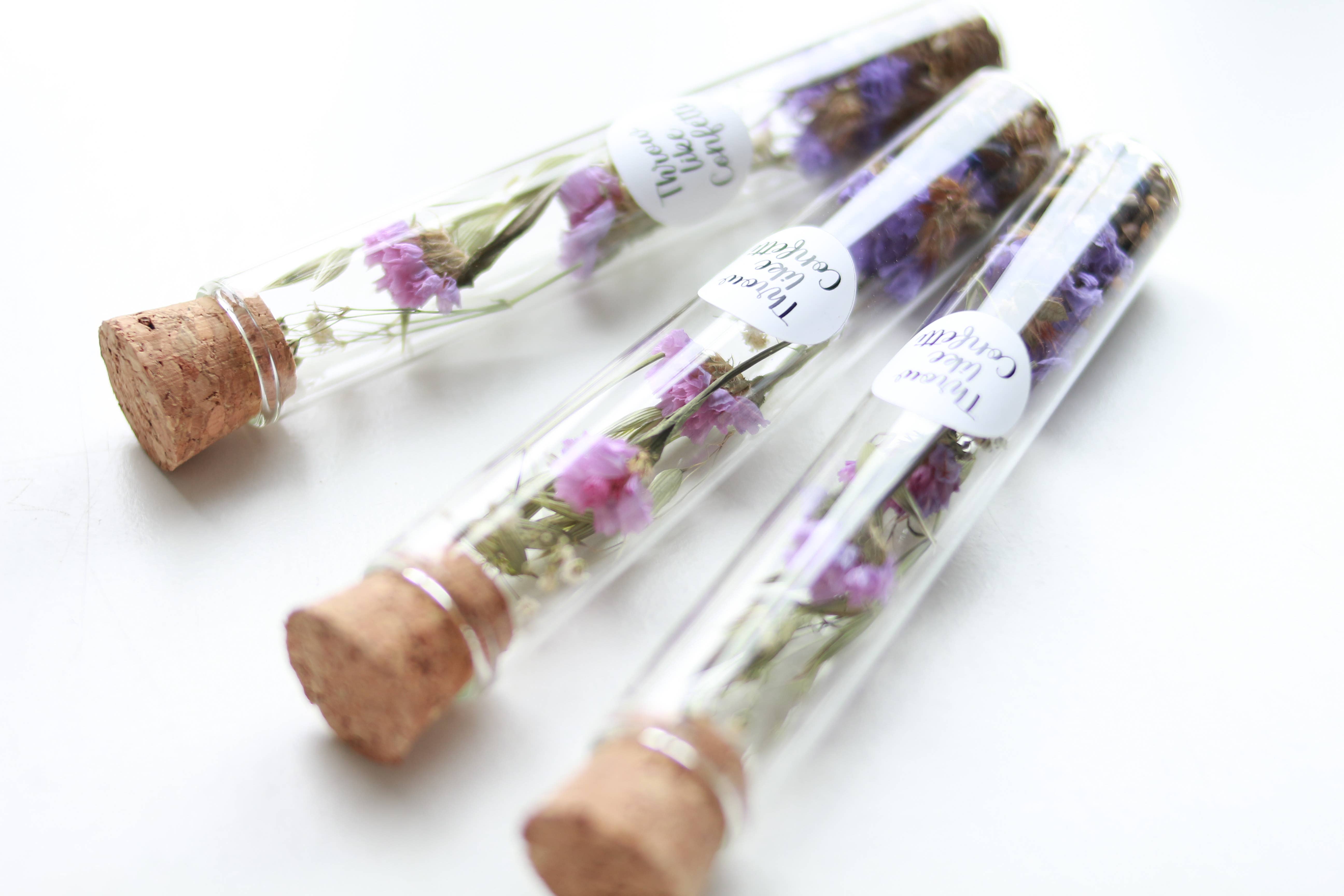 Poca Ceramics - Wholesale Dried/Pressed Flowers - Glass tube with dried statice flowers3