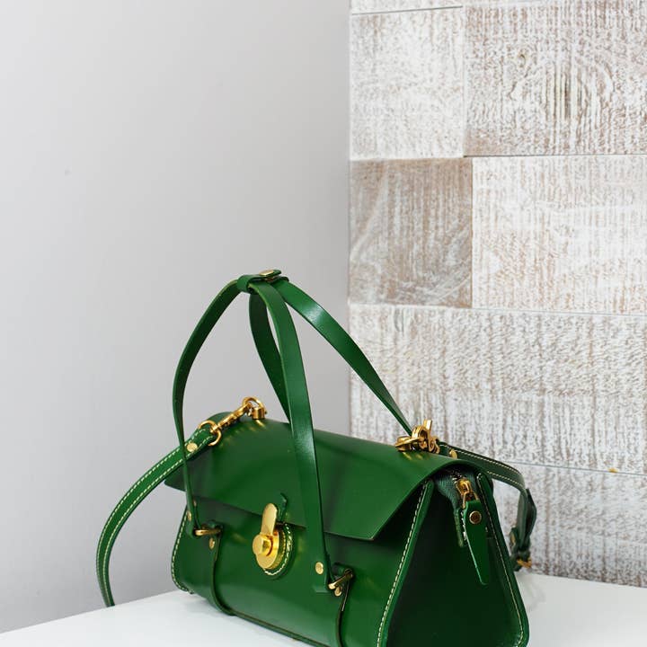 UPPDOO - Wholesale Satchel - Women's - Vive 2.0 Classic Baguette Satchel- Pine Green2