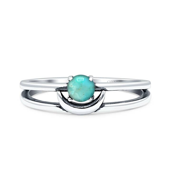 Round Turquoise Moon Oxidized Ring for wholesale by Blue Apple Imports