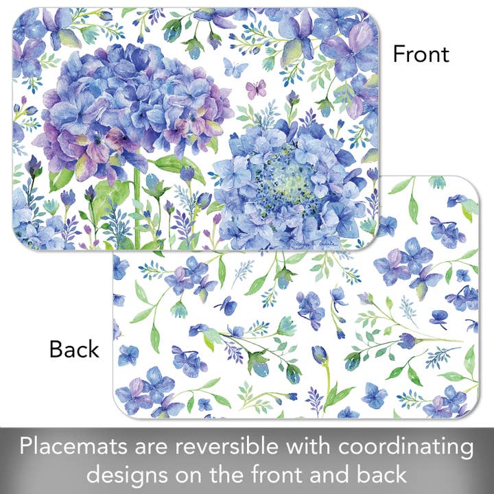 CounterArt/Highland Home/Thirstystone/CoasterStone - Wholesale Placemat - Beautiful Hydrangea Reversible Rectangular Plastic Placemat