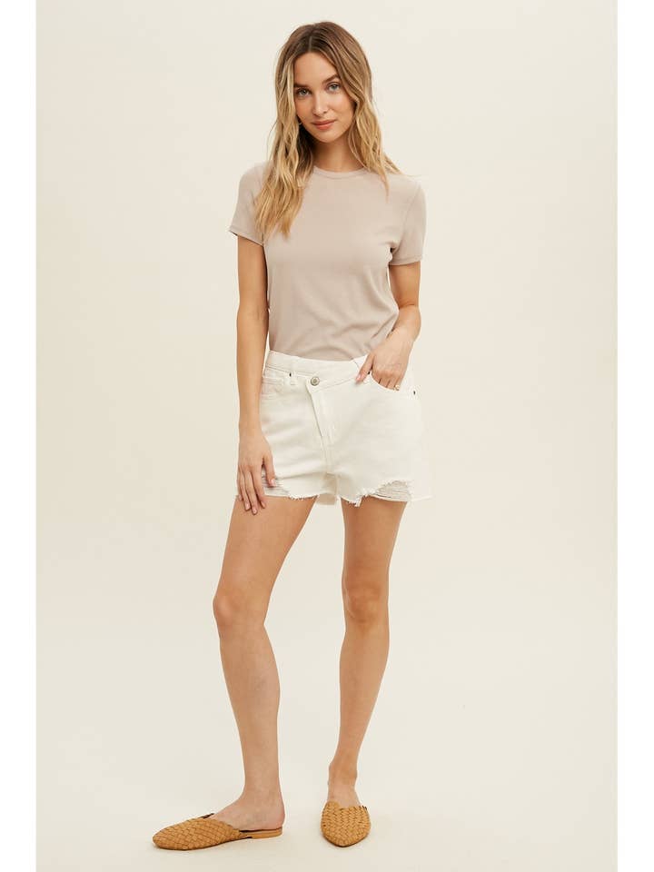 Wishlist Apparel - Wholesale T-Shirt - Women's - RIBBED KNIT BASIC T-SHIRT / WL18-17149