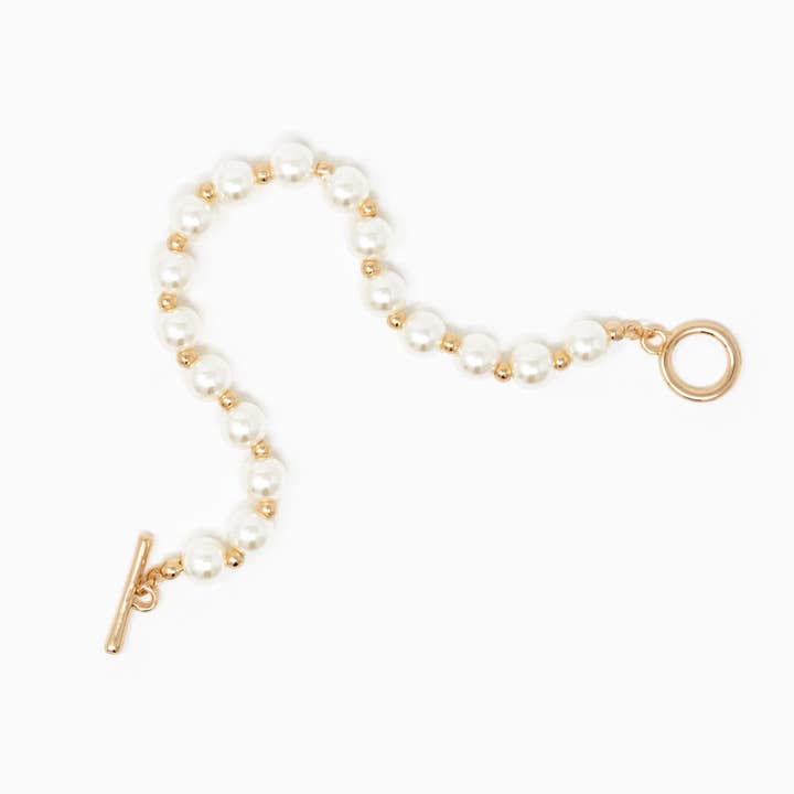 Sessori - Wholesale Beaded Bracelet - Mixed Pattern Acrylic Pearl Toggle Bracelet