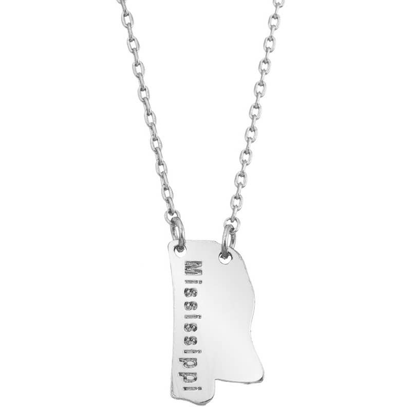 RHODIUM MISSISSIPPI STATE PENDANT NECKLACE for wholesale on Faire1