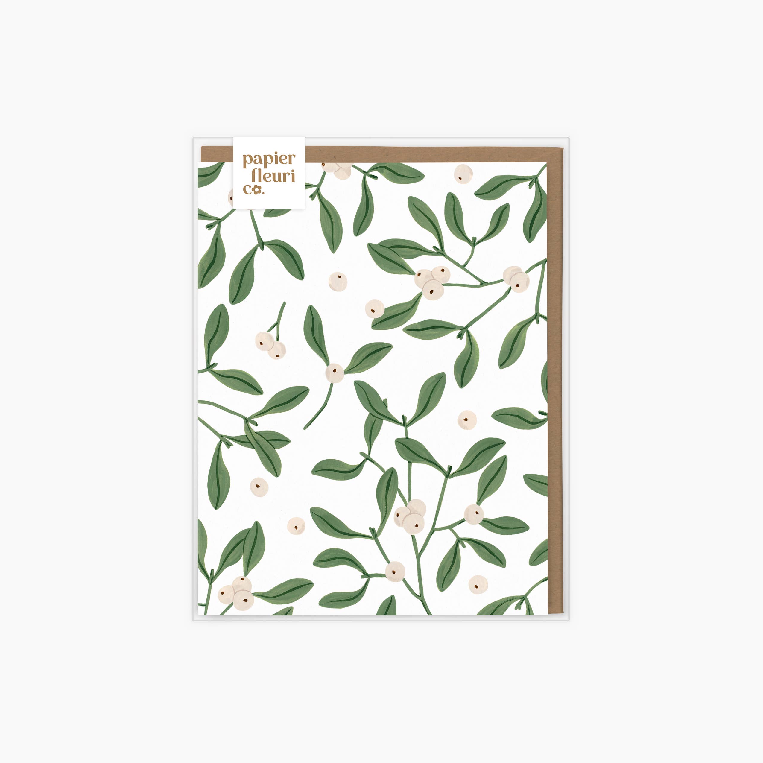 Papier Fleuri Co. - Wholesale Season's Greetings Card - Mistletoe Pattern | Boxed set of 6 cards0