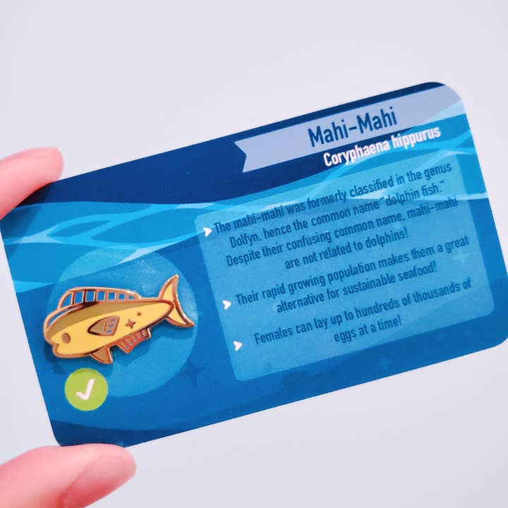 Informative Enamel Pin: Mahi mahi for wholesale by Umvvelt LLC
