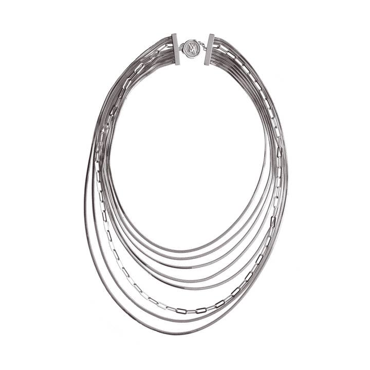 ENERGIE-HALSKETTE AUS VERSILBERTEM RHODIUM, HANDGEFERTIGT IN ITALIEN für den Großhandel von PNG68