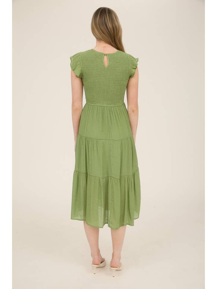 MINE – Vestido - Mulher por atacado – VESTIDO MIDI EM CAMADAS SMOCKED42