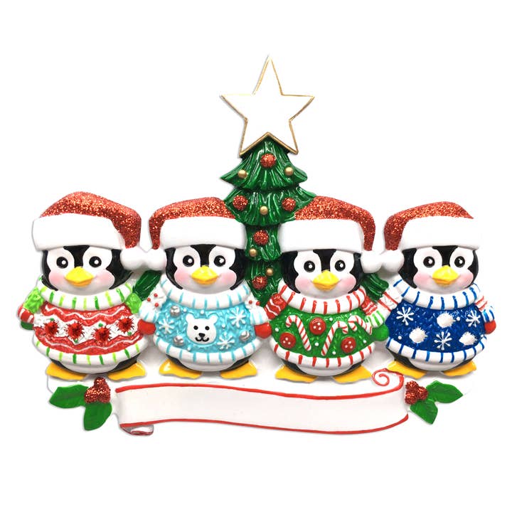 PolarX Ornaments - Wholesale Ornament - Ugly Sweater Penguin Family Personalized Ornament