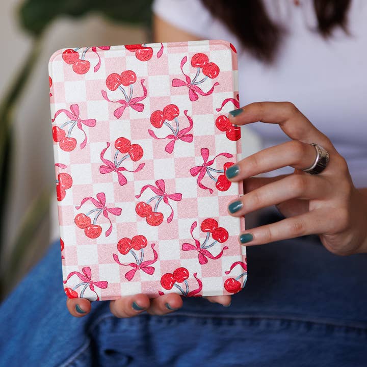 Retro Cherries Clear Back and Handstrap Kindle Case for wholesale by Market by Mari