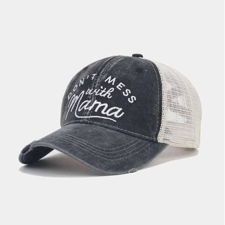 Rod ikke med Mama Unisex Retro Brev Broderi Buede Skygge Baseballkasket for engroshandel hos Prestige Boutique