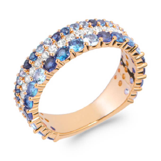 Oceana 18K Gold Plated Dual Band Ring Blue for wholesale by Jewelry Private Label