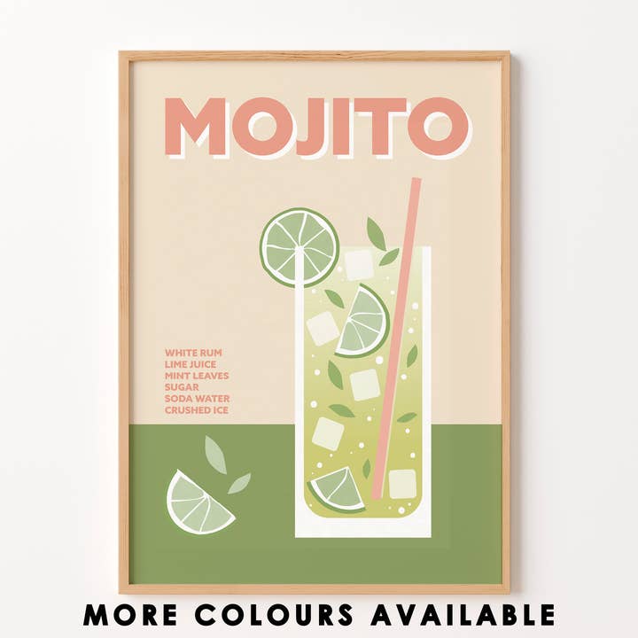Mojito Cocktail Print for engroshandel hos Peach and Home