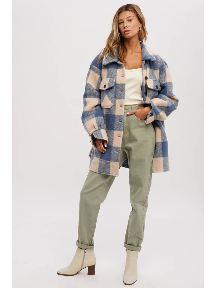 Bluivy – Engroshandel Frakke - Dame – BØRSTET PLAID OVERDIMENSIONERET FRAKKE18
