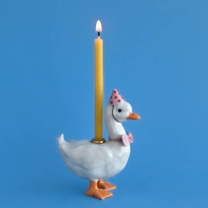 Camp Hollow Porcelain Animal Treasures - Wholesale Cake/Cupcake Topper - Pink Goose Cake Topper