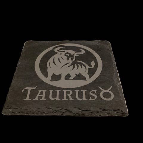 Dessous de verre en ardoise du zodiaque Taureau pour la vente par Blaise the Witch