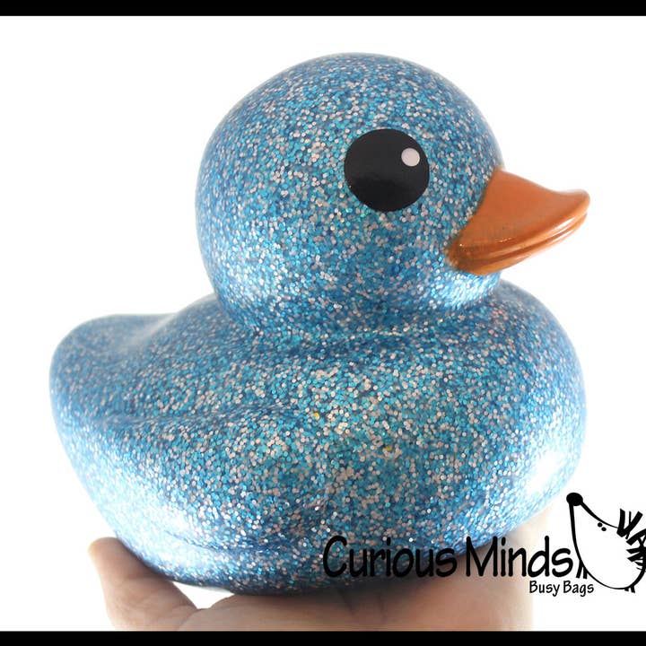 Curious Minds Toys - Wholesale Bath Toy - Baby - 1 Jumbo Glitter Rubber Ducks - Rubber Ducky Duckies - Cute N