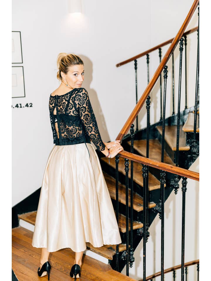 madame-en-soie – wholesale Kjol - Dam – Lång sidenkjol och bomull underkjol "Emma" – guldig1