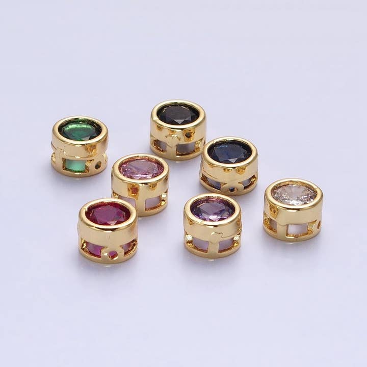 Cubiz Zirconia Runda Cirkelformade Pärlor - 7,5 mm Små CZ Färgglada Geometriska Smycken Guldpärlor distans B-229 B-230 B-236 B-238 B-240 B-245 B-248 för wholesale av Aim Eternal