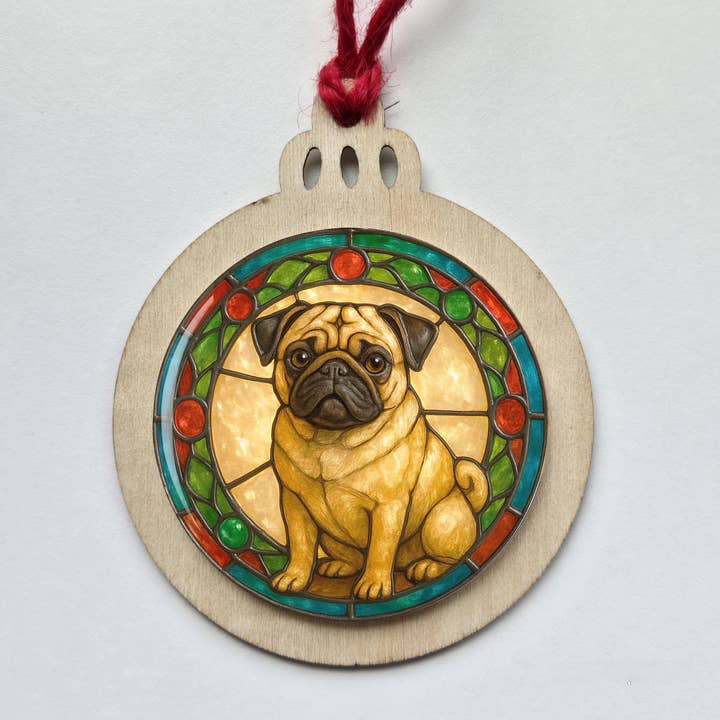 Pug Double-Sided Christmas Ornament for wholesale by All Things Cherrie