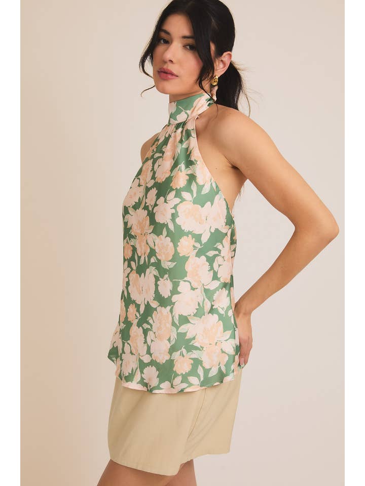 HALTER NECK BACK STRAP FLORAL PRINT TOP for wholesale on Faire