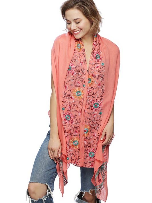 Vest With Floral Embroidery for wholesale by Suzie Q USA