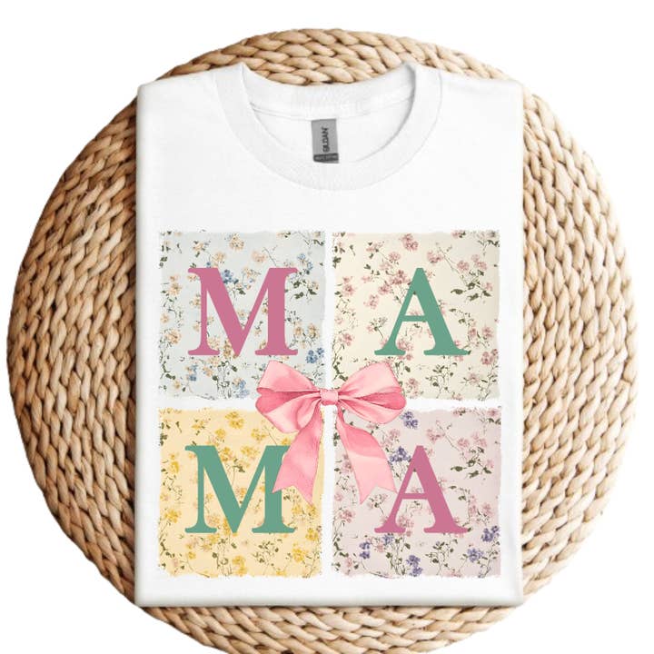 Blommig Mama Dam T-shirt med Tryck för wholesale av Mama and Littles Apparel